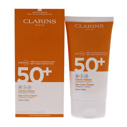 Clarins Sun Care Cream SPF 50 Face & Body Sunscreen, 150ml High Protection Moisturising Sun Cream