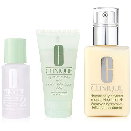 Clinique Great Skin Start Here Set - Liquid Facial Soap, 30ml + Clarifying Lotion, 30ml + Dramatically Different Moisturizing Lotion, 125ml Skincare Gift Set