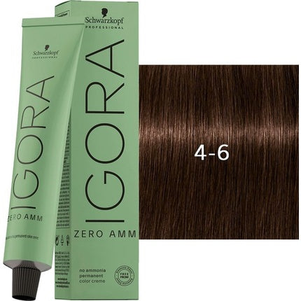Schwarzkopf Professional IGORA Zero AMM 4-6 Medium Brown Chocolate Permanent Hair Colour, 60ml | Ammonia-Free Professional Hair Color
