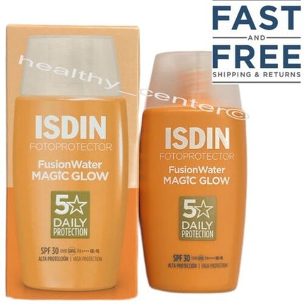 ISDIN Fusion Water Magic Glow Sunscreen SPF 30, 50ml | Hydrating Glow Facial Sunscreen with Broad-Spectrum Protection