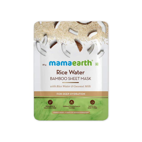 Mamaearth Rice Water Bamboo Sheet Mask, 25g - Indicrest Buy at Indicrest
