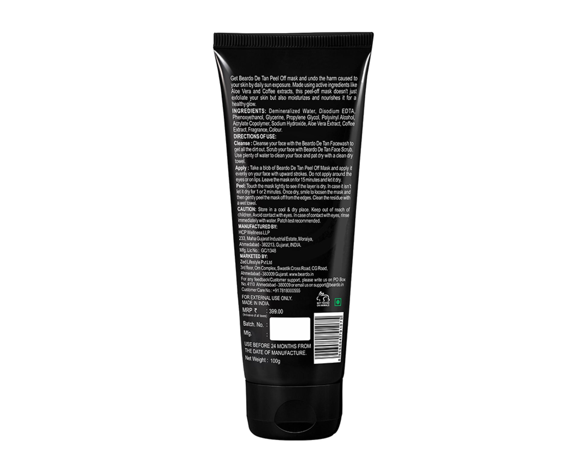 Mask applied on male face before peeling off