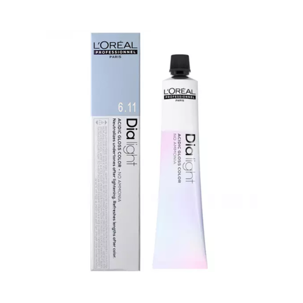 L'Oréal Professionnel Dia Light Gel-Cream Acidic Demi-Permanent Hair Color 6.11 Deep Ash Dark Blonde Ammonia-Free, 50ml