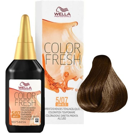 Wella Color Fresh 5/07 Light Natural Brown Semi-Permanent Hair Colour, 75ml Ammonia-Free