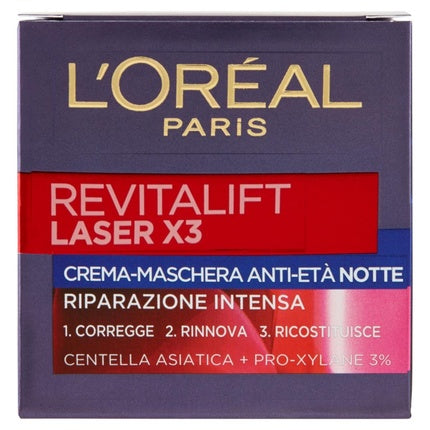 L'Oréal Paris Revitalift Laser X3 Night Cream-Mask, 50ml | Overnight Hydrating Face Cream & Sleeping Mask