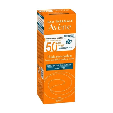 Avène Fragrance-Free Ultra-Light Fluid SPF 50+ Sunscreen, 50ml for Sensitive Normal & Combination Skin