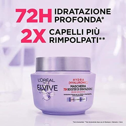L'Oreal Paris Elvive Hydra Hyaluronic Deep Hydration Hair Mask, 300ml with 72H Moisture