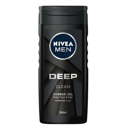 Nivea MEN Deep Clean Shower Gel, 250ml for Body, Face & Hair