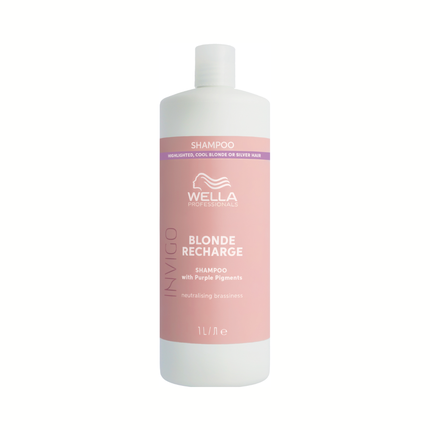 Wella Professionals Invigo Color Recharge Cool Blonde Shampoo, 1000ml for Blonde, Highlighted & Grey Hair