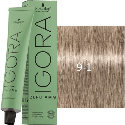 Schwarzkopf Professional IGORA Zero AMM 9-1 Extra Light Blonde Cendre Permanent Hair Color, 60ml
