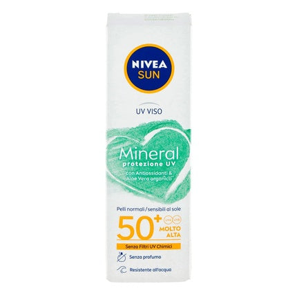 Nivea SUN Mineral Face Cream SPF 50+ (50ml) Mineral Facial Sunscreen with Broad Spectrum UV Protection