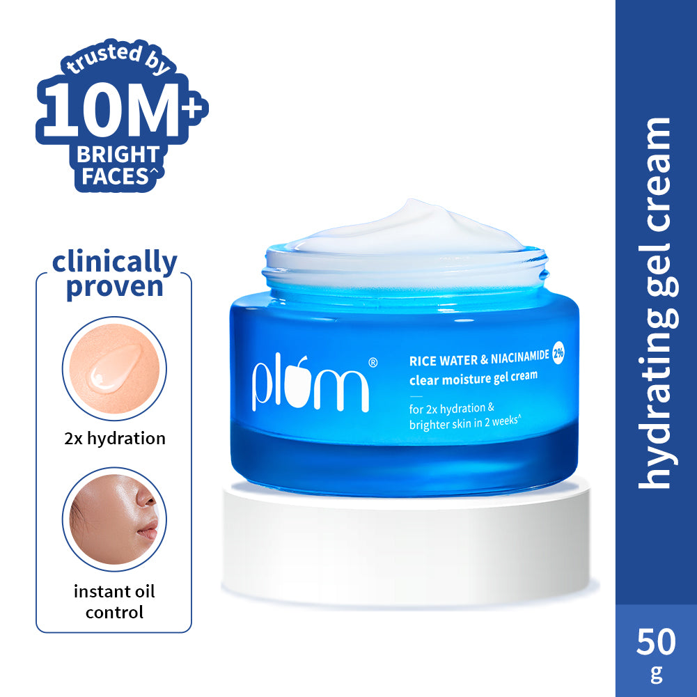 Plum 2% Niacinamide & Rice Water Brightening Gel Moisturizer | 2X Hydration | Brightens Skin In 2 Weeks | Non-Greasy, 50g Buy at Indicrest Image 3