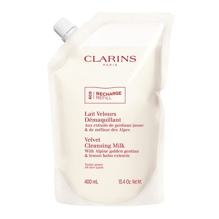 Clarins Velvet Cleansing Milk Refill, 400ml Gentle Face Cleanser & Makeup Remover