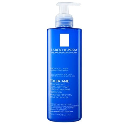 La Roche-Posay Toleriane Foaming Gel Double Cleanser, 400ml Gentle Face Cleanser for Sensitive Skin