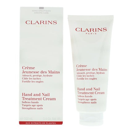 Clarins Hand and Nail Treatment Cream, 100ml – Moisturising Hand Cream for Soft Hands & Healthy-Looking Nails