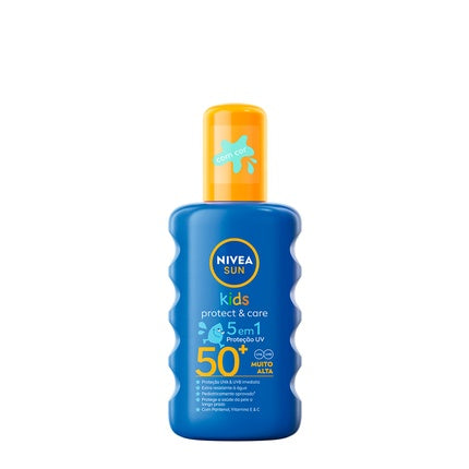 Nivea SUN Kids Protect & Care Spray SPF 50+ with Colour, 200ml Water-Resistant Sunscreen Spray for Children