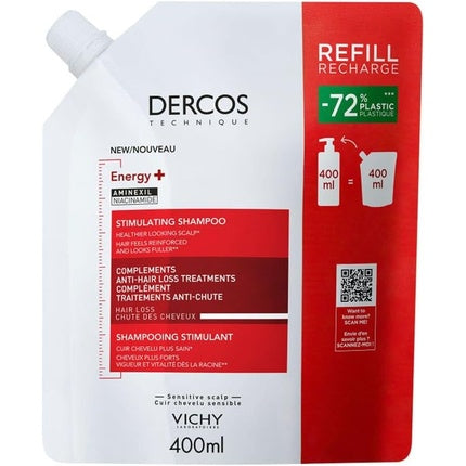 Vichy Dercos Energy+ Eco-Recharge Strengthening Shampoo, 400ml | Hair Loss Care Shampoo for Weak Hair