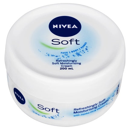 Nivea Soft Moisturizing Cream, 200ml Lightweight All-Purpose Face, Hand & Body Moisturiser with Jojoba Oil & Vitamin E