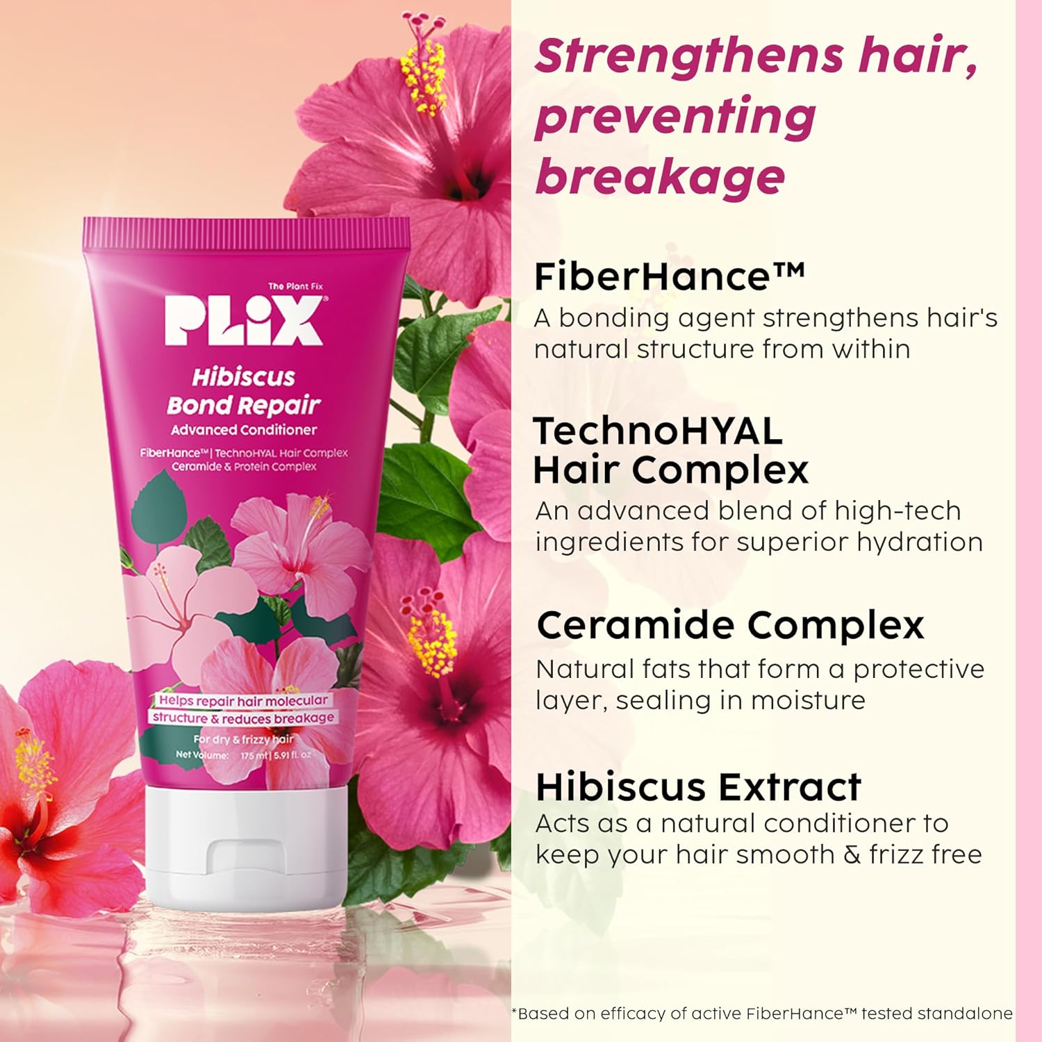 Plix Hibiscus Bond Repair Advanced Conditioner | Repairs Hair Structure & Reduces Breakage, 175ml Buy at Indicrest Image 4