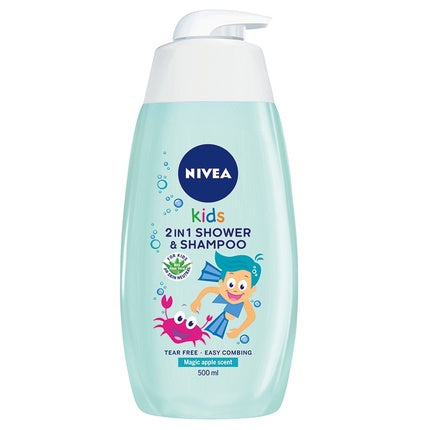 Nivea Kids 2-in-1 Body Wash & Shampoo Apple Caramel Scent, 500ml | Gentle Cleansing for Kids
