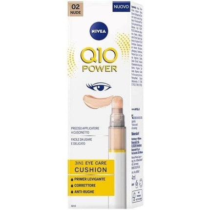 Nivea Q10 Power 3-in-1 Eye Care Cushion 02 Nude, 4ml Anti-Age Eye Corrector with Hyaluronic Acid