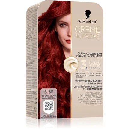 Schwarzkopf Creme Supreme Permanent Hair Dye 6.88 Red Dark Blonde, 60ml Hair Colour Cream