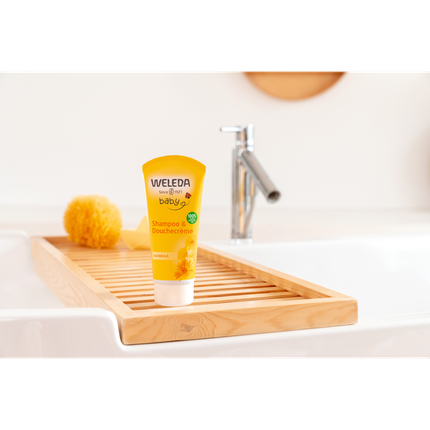 Weleda Calendula Shampoo & Shower Cream, 200ml Gentle Hair & Body Wash for Babies and Sensitive Skin