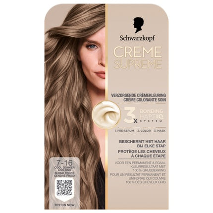 Schwarzkopf Creme Supreme 7-16 Cool Ash Dark Blonde Permanent Hair Color | Hair Colour Kit