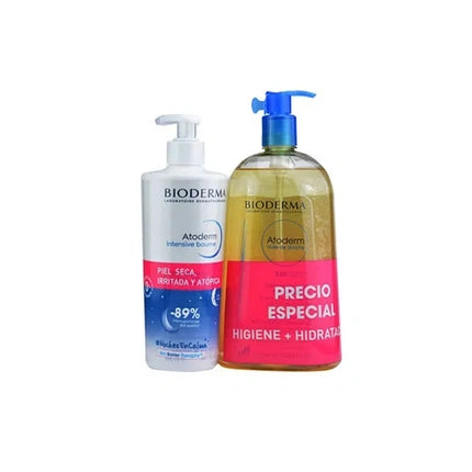 Bioderma Atoderm Intensive Balm, 500ml & Atoderm Shower Oil, 1000ml | Nourishing Skincare Duo