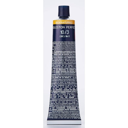 Wella Professionals Koleston Perfect Me+ Rich Naturals 10/3 Lightest Gold Blonde Permanent Hair Colour, 60ml | Professional Hair Colour Cream