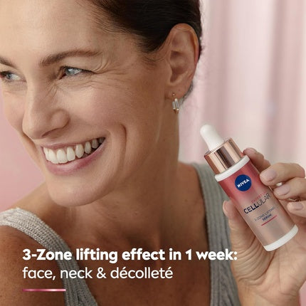 Nivea Cellular Expert Lift 3-Zone Lifting Serum, 30ml Face Serum with Pure 10x Bakuchiol for Firm-Looking Skin