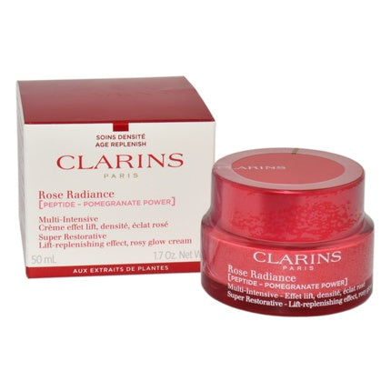 Clarins Multi-Intensive Rose Radiance Cream, 50ml Rejuvenating Face Moisturiser for Radiant Skin