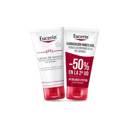 Eucerin pH5 Hand Cream, 2 x 75ml – Moisturising Hand Cream for Dry & Sensitive Skin Twin Pack