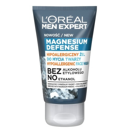 L'Oréal Men Expert Magnesium Defense Hypoallergenic Face Wash, 100ml | Facial Cleansing Gel for Sensitive Skin