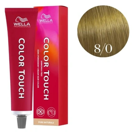 Wella Color Touch Pure Naturals 8/0 Light Blonde Demi-Permanent Hair Color, 60ml