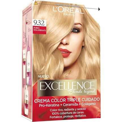 L'Oreal Paris Excellence Creme Hair Dye 9.32 Light Golden Pearl Blonde with Triple Protection Permanent Hair Color