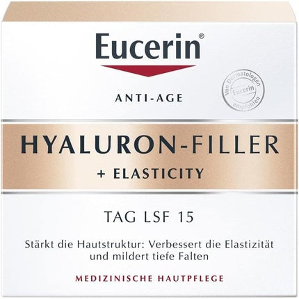 Eucerin Hyaluron-Filler + Elasticity Day Cream SPF15, 50ml Anti-Ageing Face Moisturiser for Mature Skin