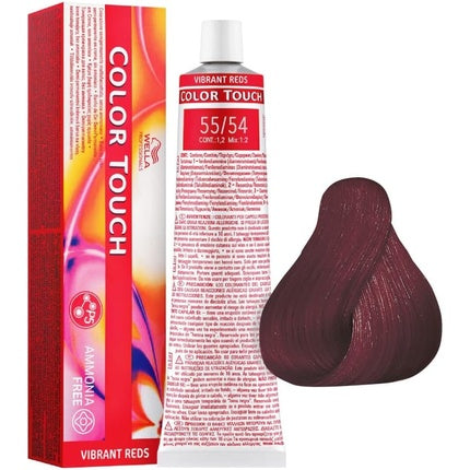 Wella Professionals Color Touch Vibrant Reds Hair Colour 55/54 Intense Light Brown Mahogany Copper, 60ml | Demi-Permanent Professional Hair Colour