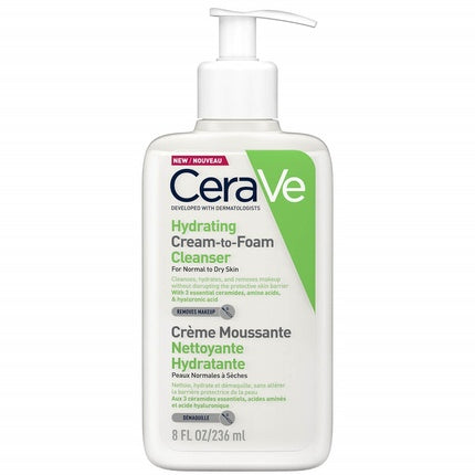 CeraVe Moisturizing Foaming Cleanser, 236ml – Hydrating Cleansing Foam for Normal to Dry Skin