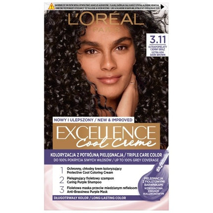 L'Oreal Paris Excellence Cool Creme Hair Color 3.11 Ultra Ash Dark Brown
