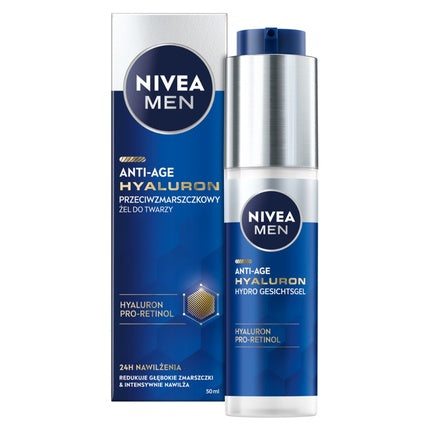 Nivea MEN Hyaluron Anti-Wrinkle Face Gel, 50ml | Hydrating Anti-Ageing Facial Gel for Men