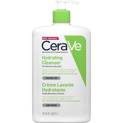 CeraVe Hydrating Cleanser, 1000ml Moisturising Face & Body Cleanser for Normal to Dry Skin