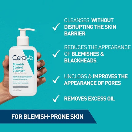 CeraVe Blemish Control Cleanser with 2% Salicylic Acid & Niacinamide Acne Face Wash
