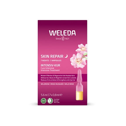 Weleda Wild Rose 7 Nights Intensive Treatment, 7 x 0.8ml | 7-Day Smoothing & Brightening Facial Treatment