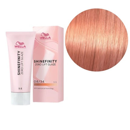 Wella Professionals Shinefinity 08/34 Spicy Ginger Zero Lift Glaze Demi-Permanent Hair Color, 60ml
