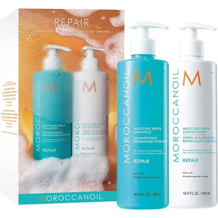 Moroccanoil Moisture Repair Shampoo & Conditioner Half-Liter Set – Nourishing Hair Care Duo for Dry & Damaged Hair