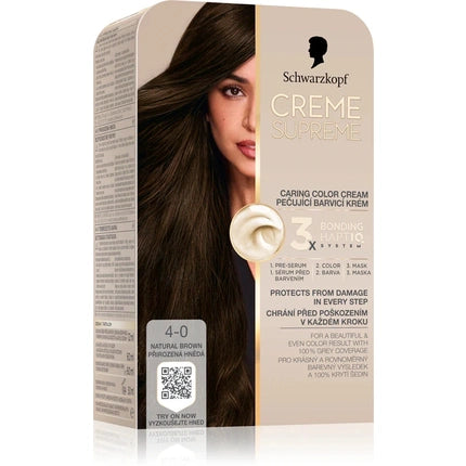 Schwarzkopf Creme Supreme Permanent Hair Color 4.0 Natural Brown Hair Dye, 60ml