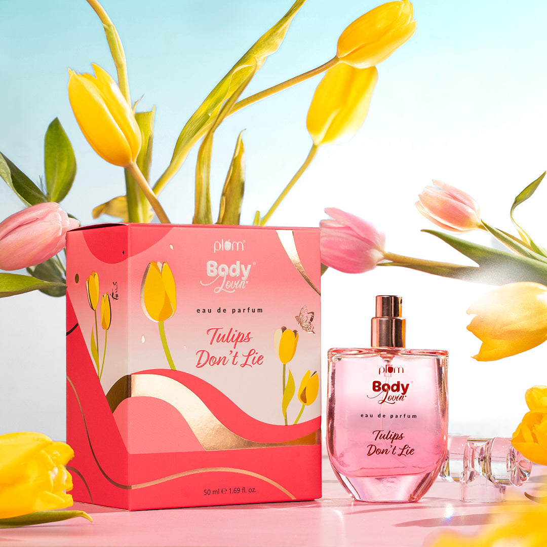 Plum Tulips Don't Lie Eau De Parfum (Perfume) by Plum BodyLovin' | Long Lasting | Supremely Luxurious | Fresh Delicate Floral Scent, 50ml Buy at Indicrest Image 9