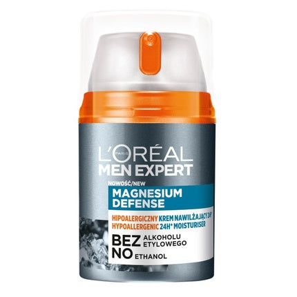 L'Oréal Paris Men Expert Magnesium Defense Hypoallergenic Moisturizing Cream, 50ml Daily Face Moisturizer