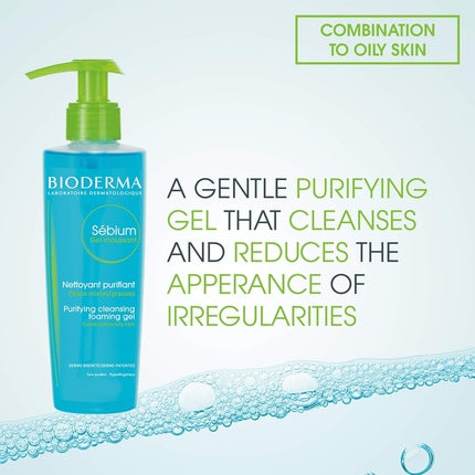 Bioderma Sébium Purifying Foaming Cleansing Gel, 500ml – Gentle Face & Body Cleanser for Oily and Combination Skin